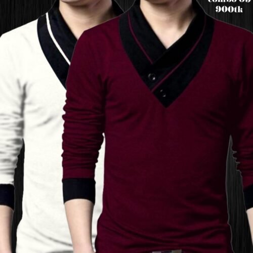 2 pice full sleeve v-neek  t-shirt combo for all season com-09