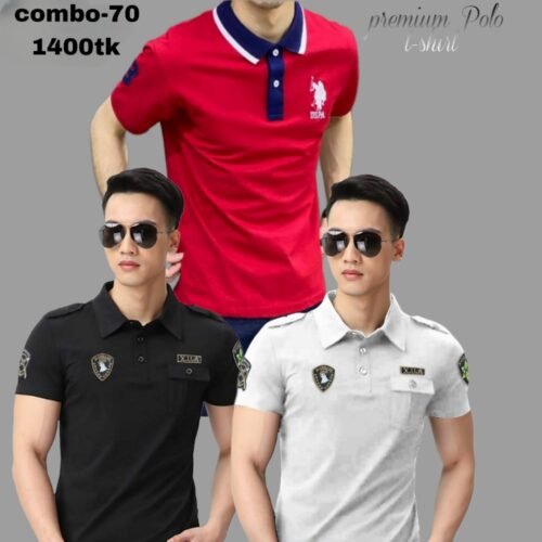 3 pices polo t-shirt combo for men's com-70